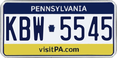 PA license plate KBW5545