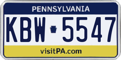 PA license plate KBW5547