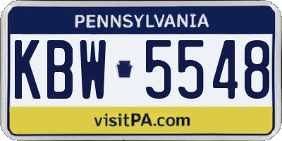 PA license plate KBW5548