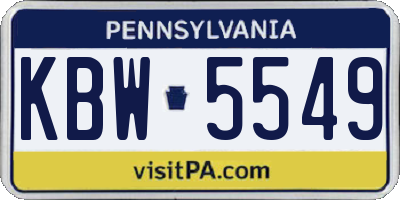 PA license plate KBW5549