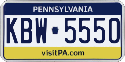 PA license plate KBW5550