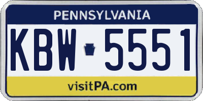 PA license plate KBW5551