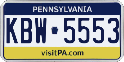 PA license plate KBW5553