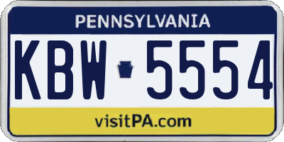 PA license plate KBW5554