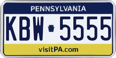 PA license plate KBW5555