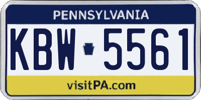 PA license plate KBW5561