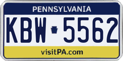 PA license plate KBW5562