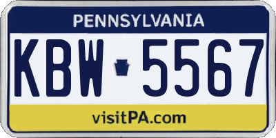 PA license plate KBW5567