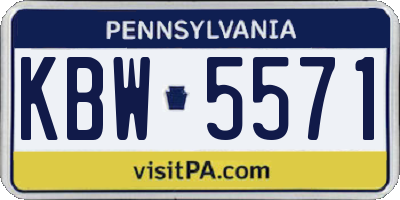 PA license plate KBW5571