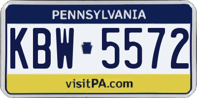 PA license plate KBW5572