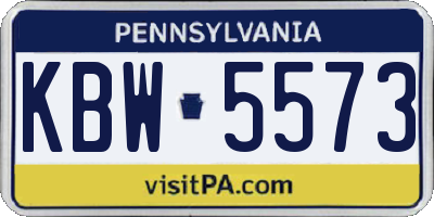 PA license plate KBW5573