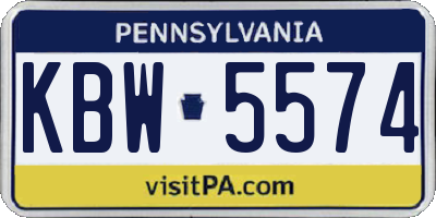 PA license plate KBW5574