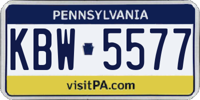PA license plate KBW5577