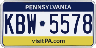 PA license plate KBW5578