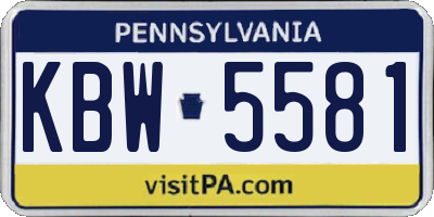PA license plate KBW5581