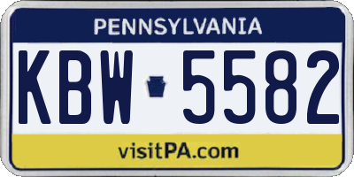 PA license plate KBW5582