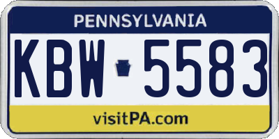 PA license plate KBW5583