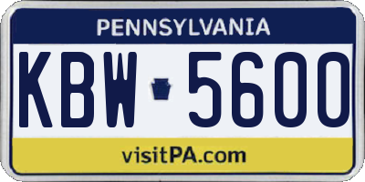 PA license plate KBW5600