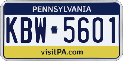 PA license plate KBW5601