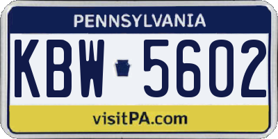 PA license plate KBW5602