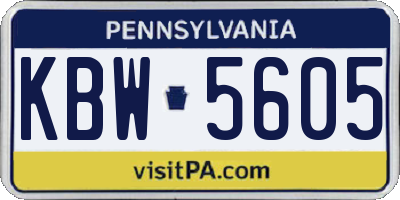 PA license plate KBW5605
