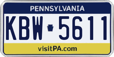 PA license plate KBW5611
