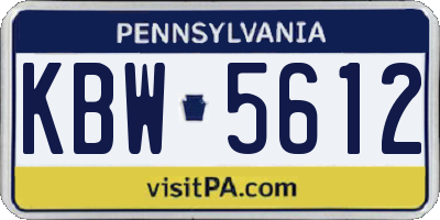 PA license plate KBW5612