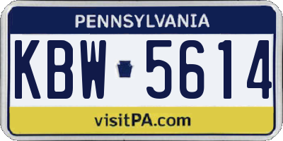 PA license plate KBW5614