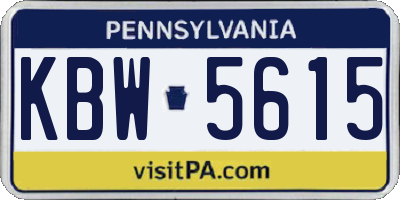 PA license plate KBW5615