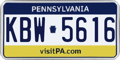 PA license plate KBW5616