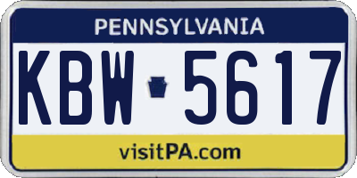 PA license plate KBW5617