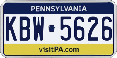 PA license plate KBW5626