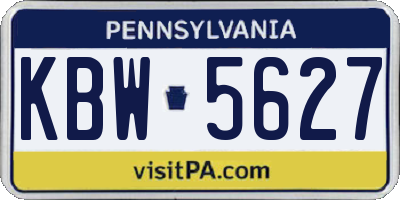 PA license plate KBW5627