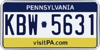 PA license plate KBW5631