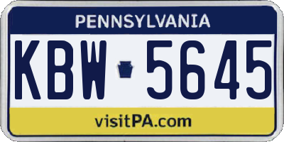 PA license plate KBW5645