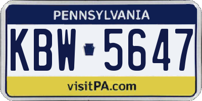PA license plate KBW5647