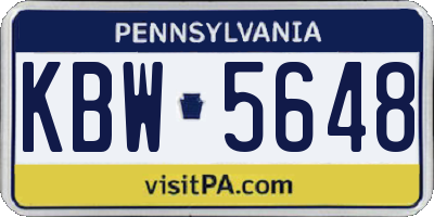 PA license plate KBW5648