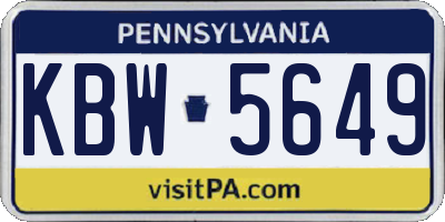 PA license plate KBW5649