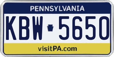 PA license plate KBW5650