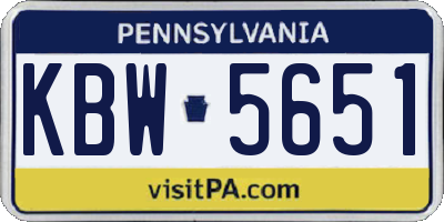 PA license plate KBW5651