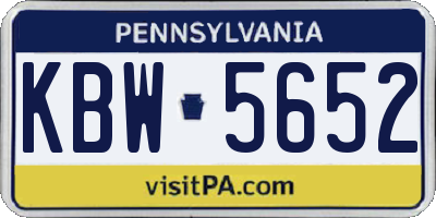 PA license plate KBW5652