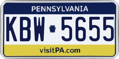 PA license plate KBW5655