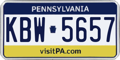 PA license plate KBW5657