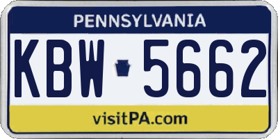 PA license plate KBW5662