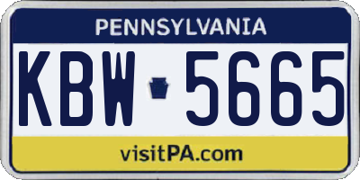 PA license plate KBW5665
