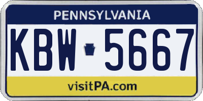 PA license plate KBW5667