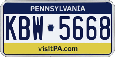 PA license plate KBW5668