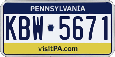 PA license plate KBW5671