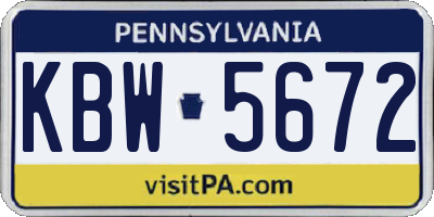PA license plate KBW5672