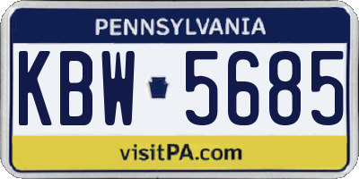 PA license plate KBW5685